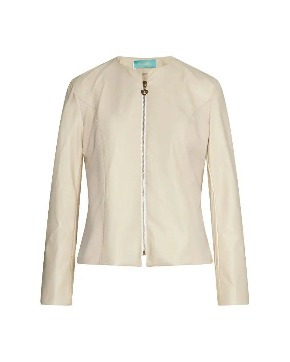 Giubbino senza collo in eco-pelle BEIGE