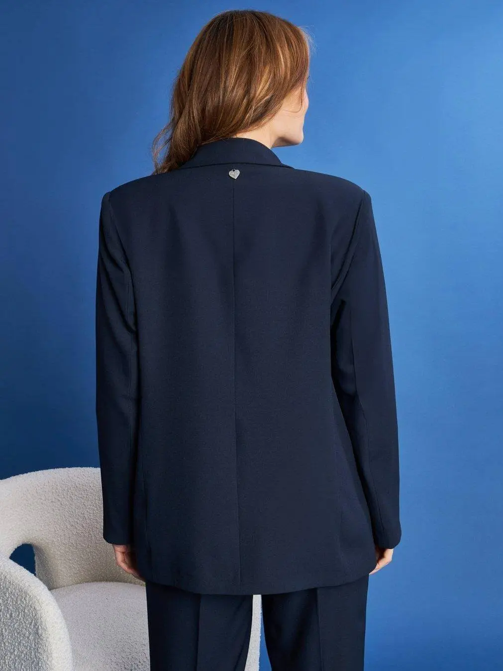Blazer monopetto in cady tinta unita BLUE NAVY - Image 9
