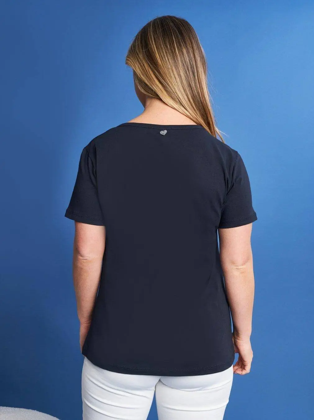 T-shirt mezza manica in jersey di cotone elasticizzato con stampa farfalla in lamina - Image 5