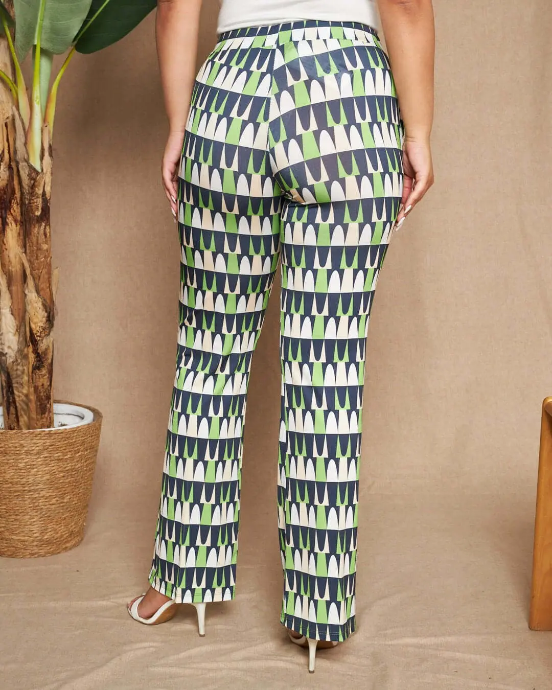 Pantalone zampetta in jersey elasticizzato con fantasia multicolore. MENTA - Image 5