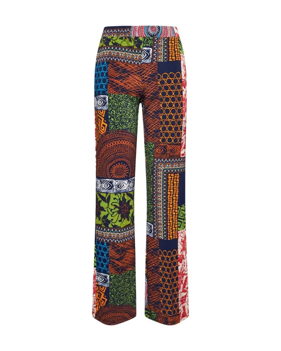 Pantalone zampetta in jersey elasticizzato con fantasia multicolore. BLU - Image 3