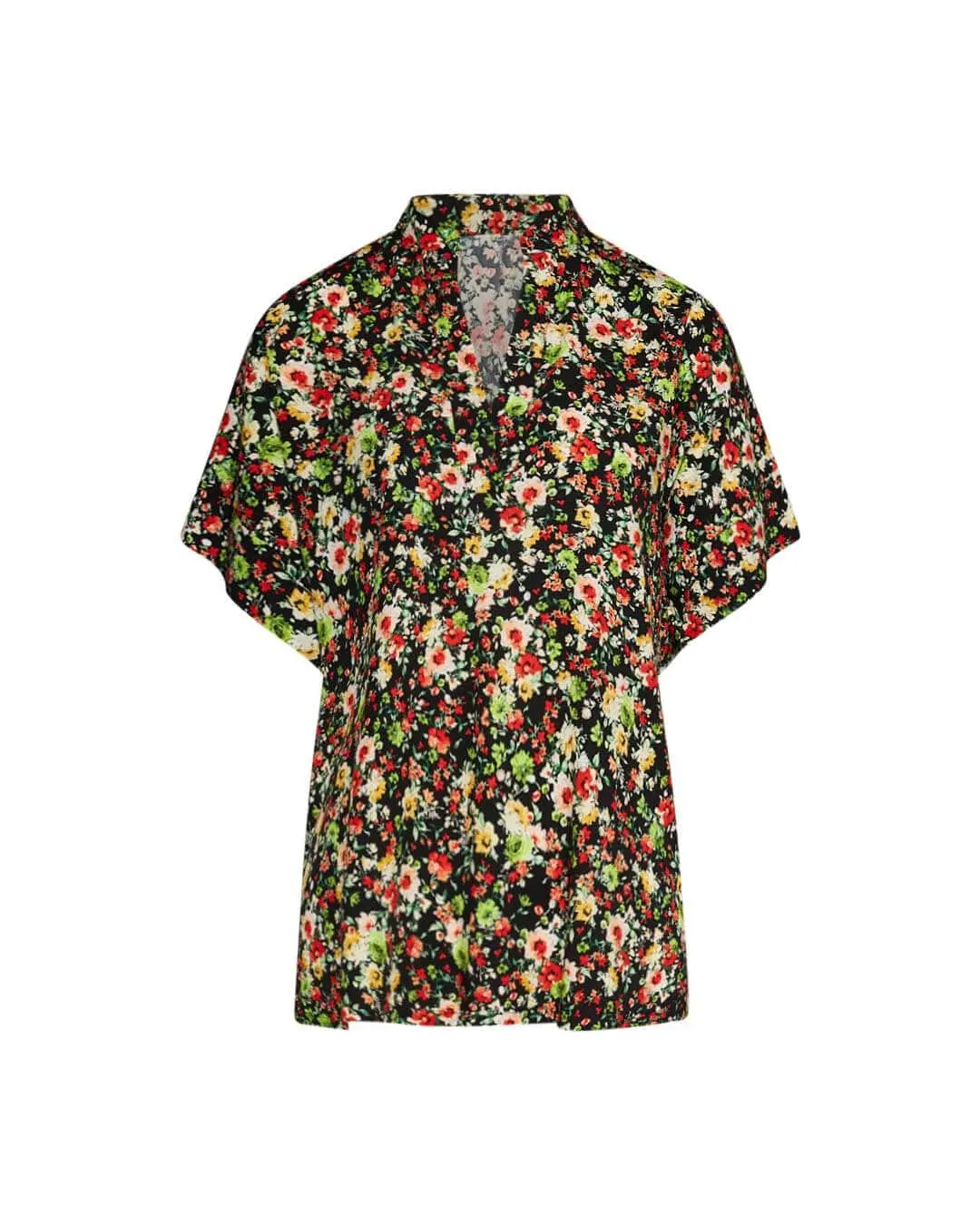 Blusa in viscosa in fantasia floreale ROSSO - Image 2