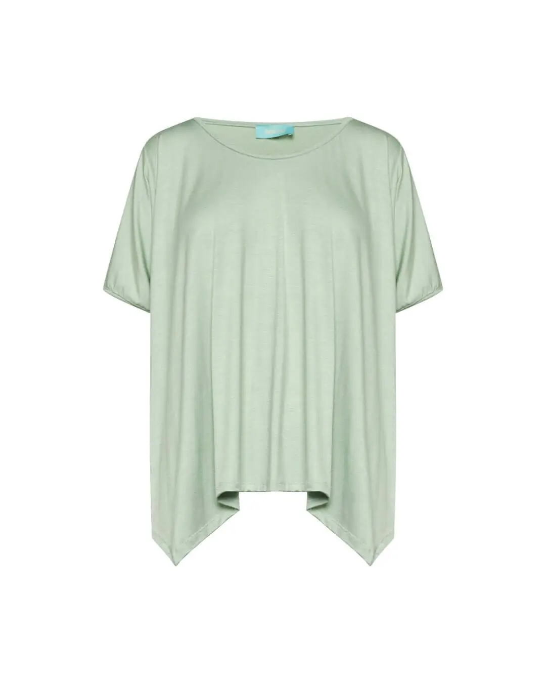 Maglia in filato di viscosa elasticizzata tinta unita con maniche kimono e orlo asimmetrico. MENTA - Image 2