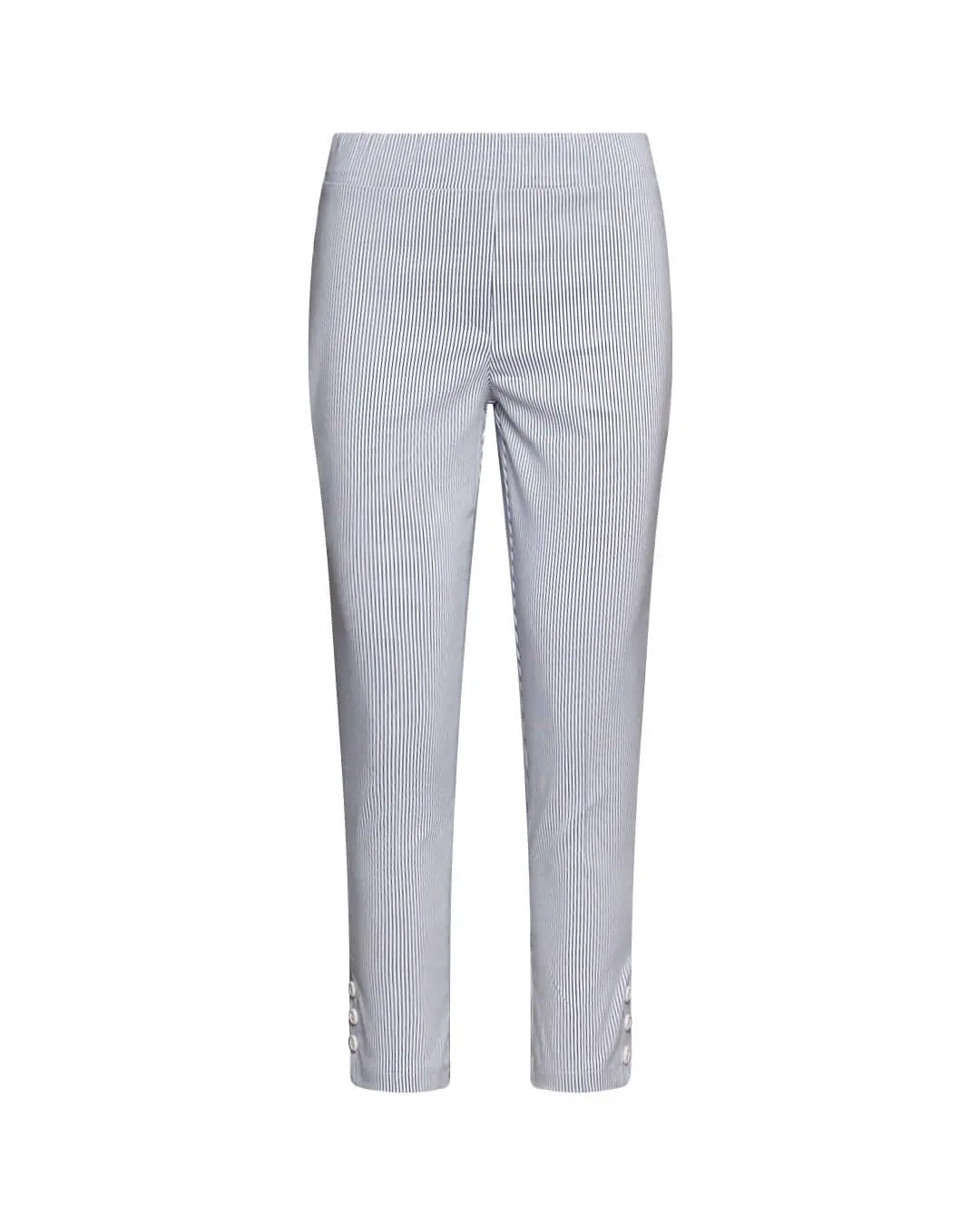Pantalone skinny in misto cotone jacquard con fantasia a righe BIANCO-BLU - Image 2