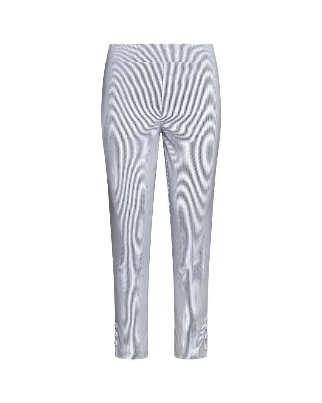 Pantalone skinny in misto cotone jacquard con fantasia a righe BIANCO-BLU - Image 3