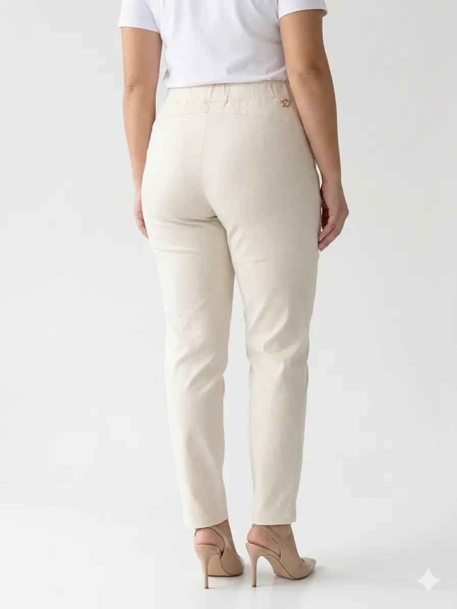 Pantalone skinny in twill di misto cotone elasticizzato tinta unita con tasche - Image 2