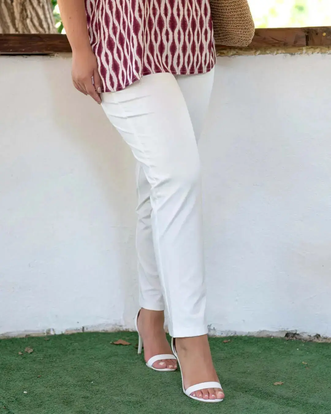 Pantalone skinny in twill di misto cotone elasticizzato tinta unita con tasche - Image 25