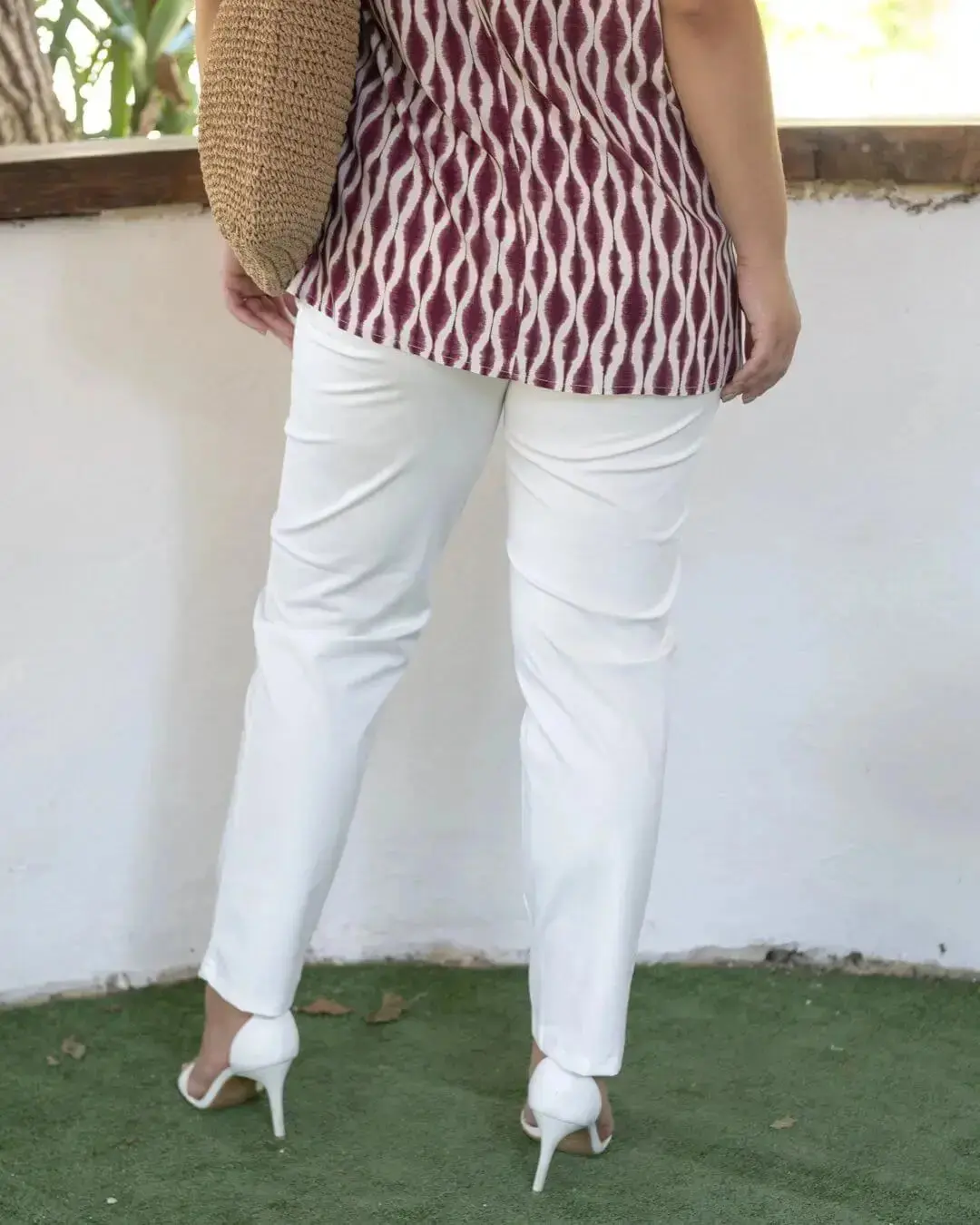 Pantalone skinny in twill di misto cotone elasticizzato tinta unita con tasche - Image 26