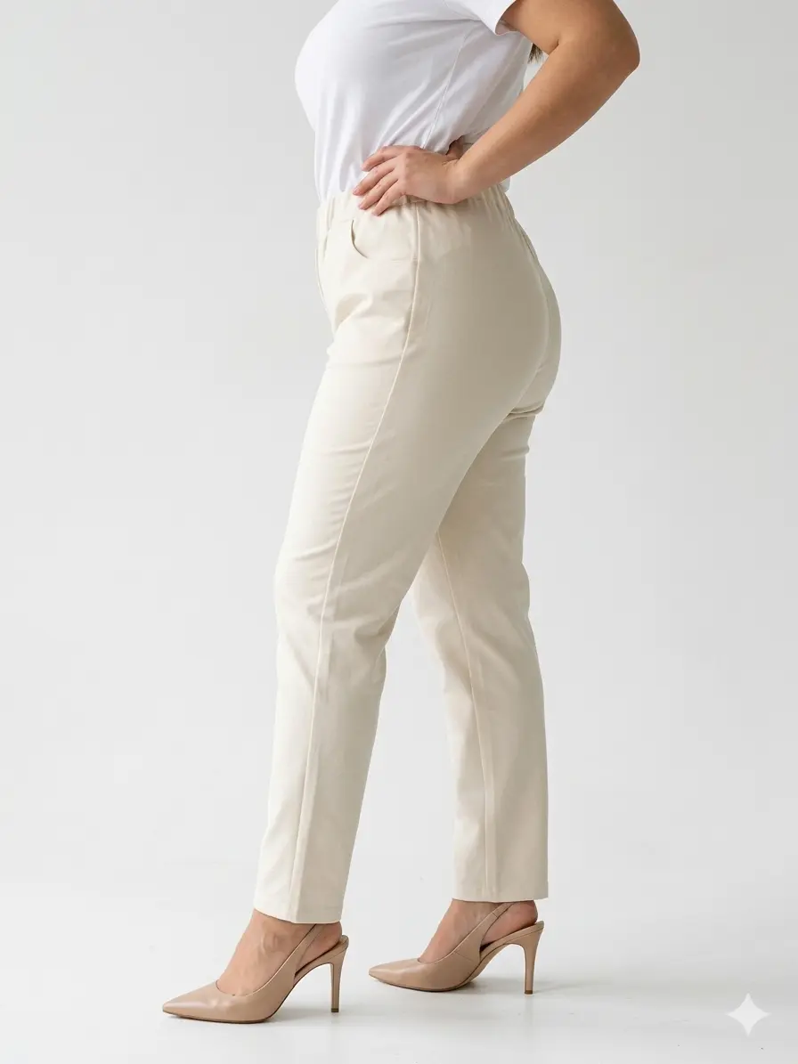 Pantalone skinny in twill di misto cotone elasticizzato tinta unita con tasche - Image 3