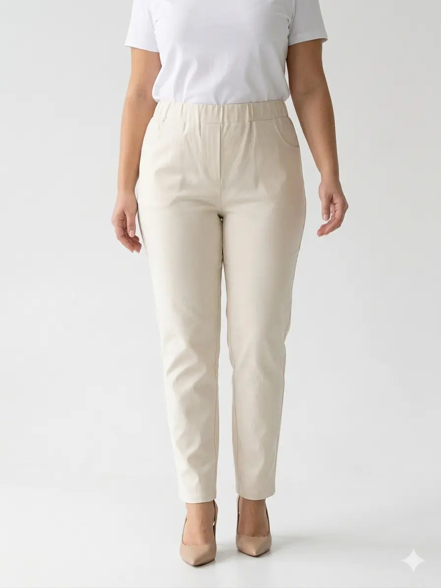 Pantalone skinny in twill di misto cotone elasticizzato tinta unita con tasche - Image 4