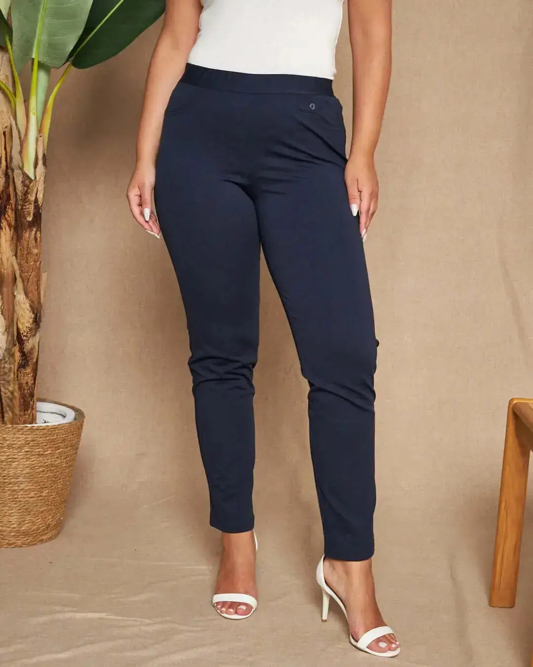 Pantalone skinny in twill di misto cotone elasticizzato - Image 2