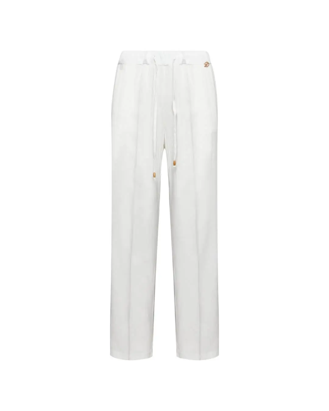 Pantalone a gamba dritta in twill di viscosa tinta unita con coulisse in vita. OFF WHITE - Image 3
