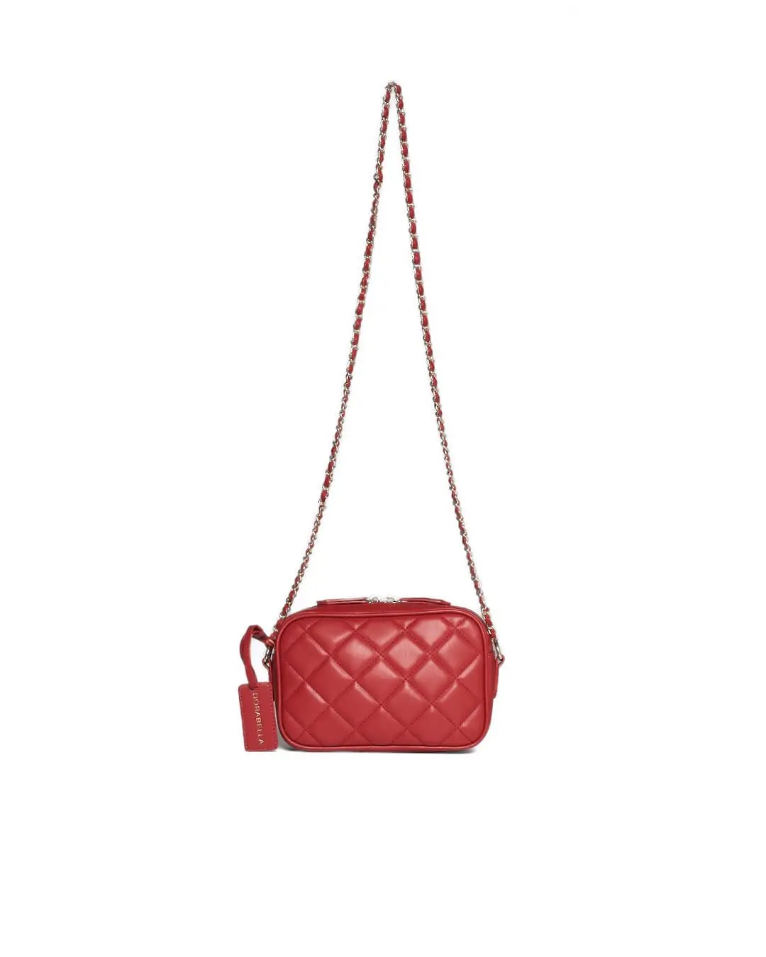 Camera bag in ecopelle trapuntata a rombi rossa ROSSO