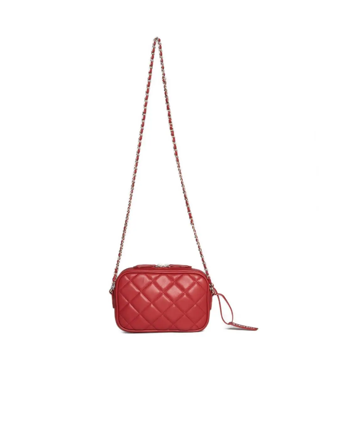 Camera bag in ecopelle trapuntata a rombi rossa ROSSO - Image 3