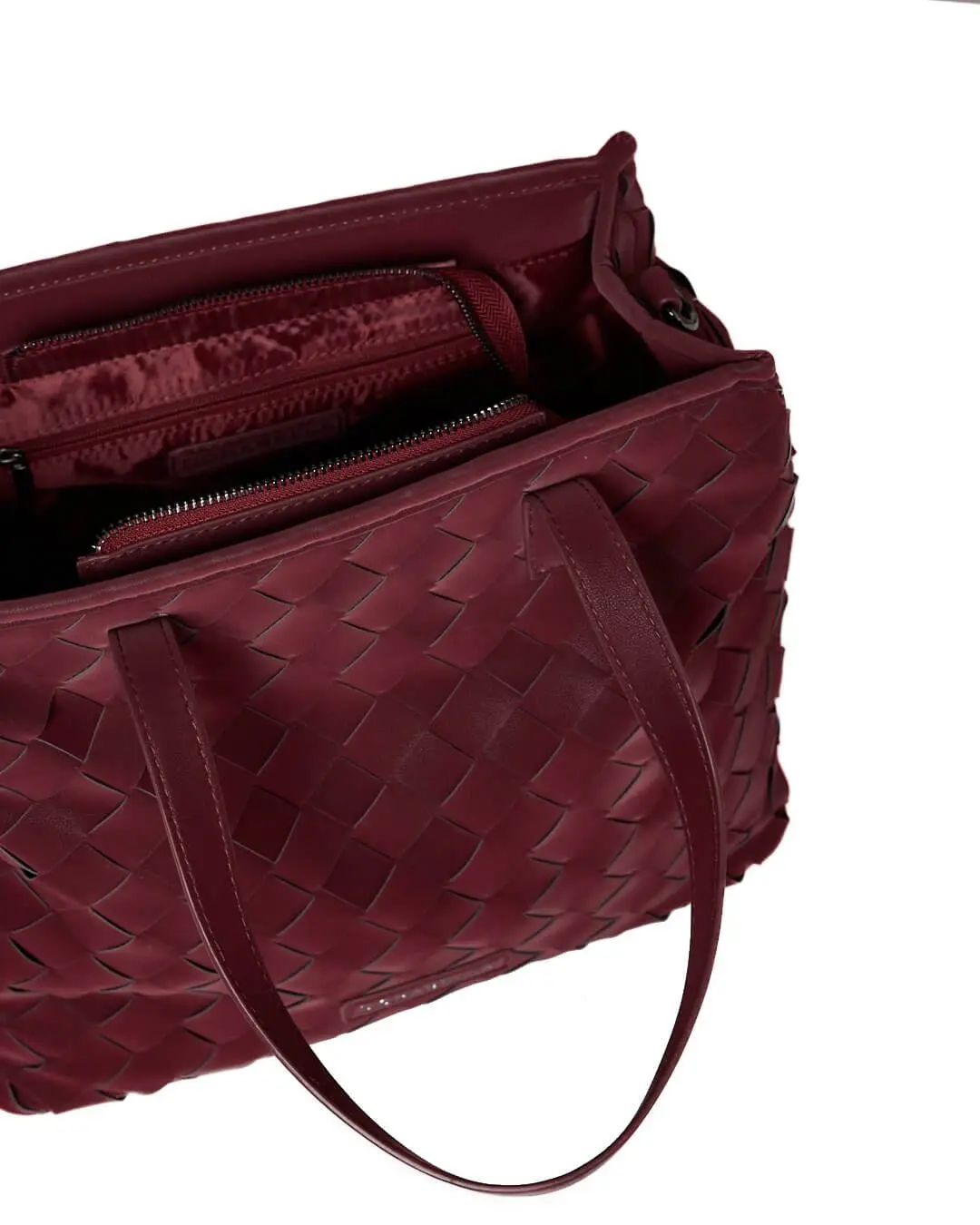 Borsa a mano in ecopelle intrecciata BURGUNDY - Image 4