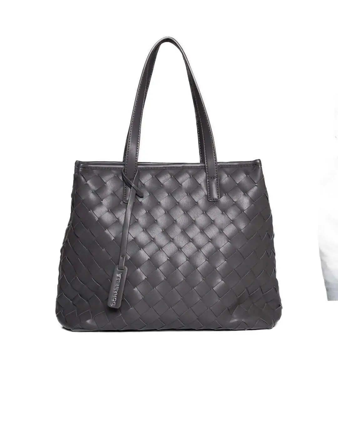 Borsa a mano in ecopelle intrecciata PIOMBO
