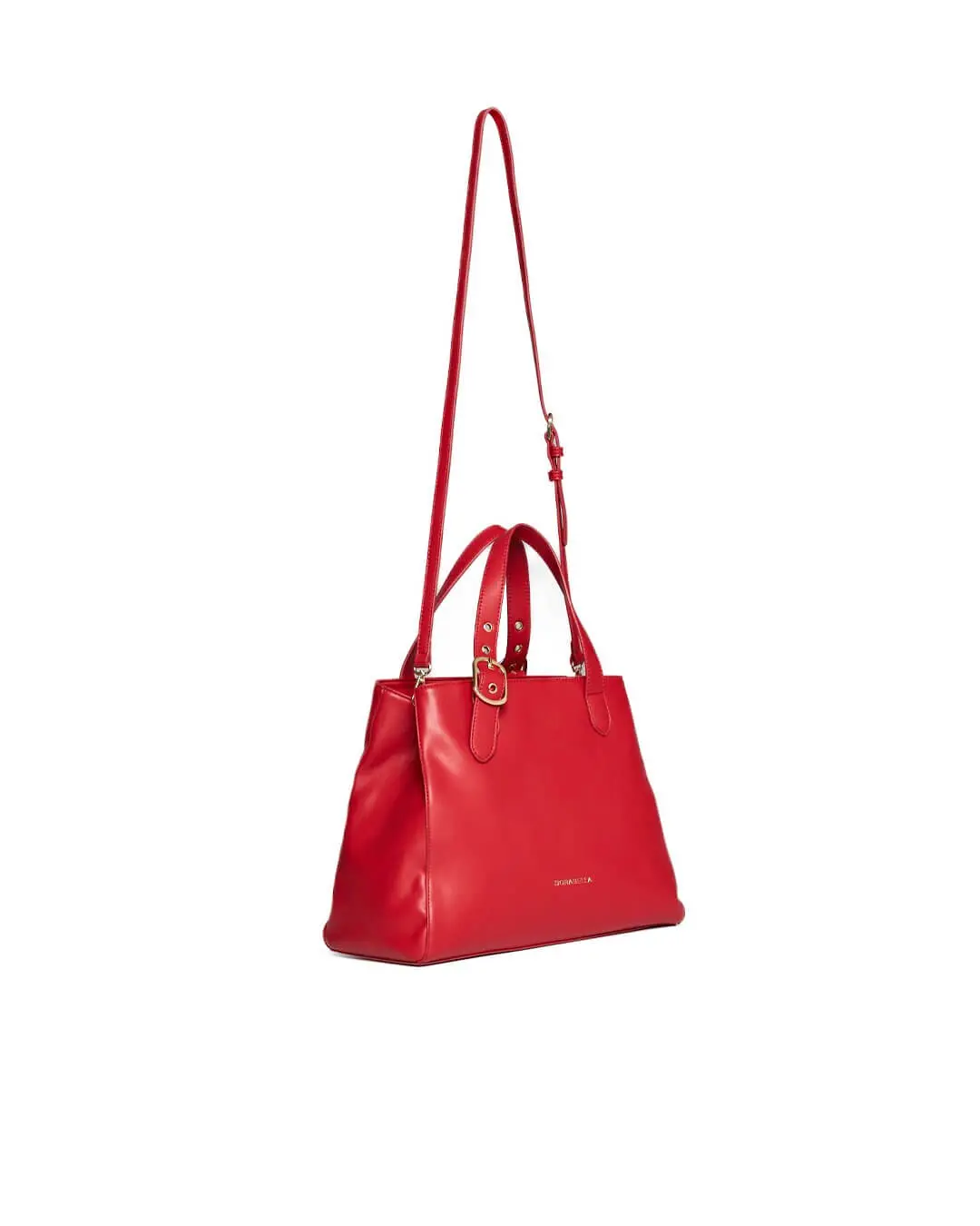 Borsa a mano ecopelle liscia con tracolla rimovibile ROSSO - Image 3