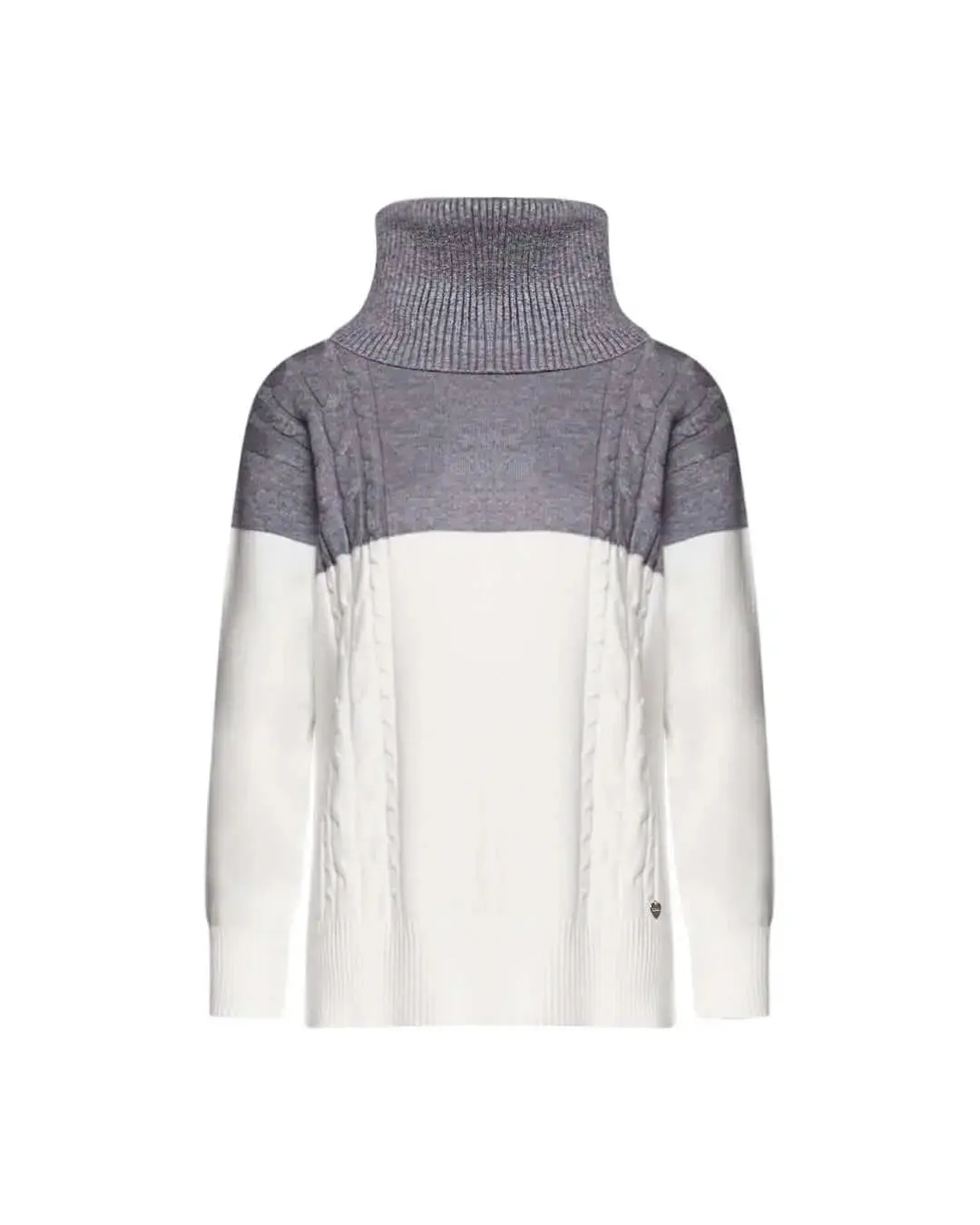 Maglia bicolor con trecce e collo removibile OFF WHITE