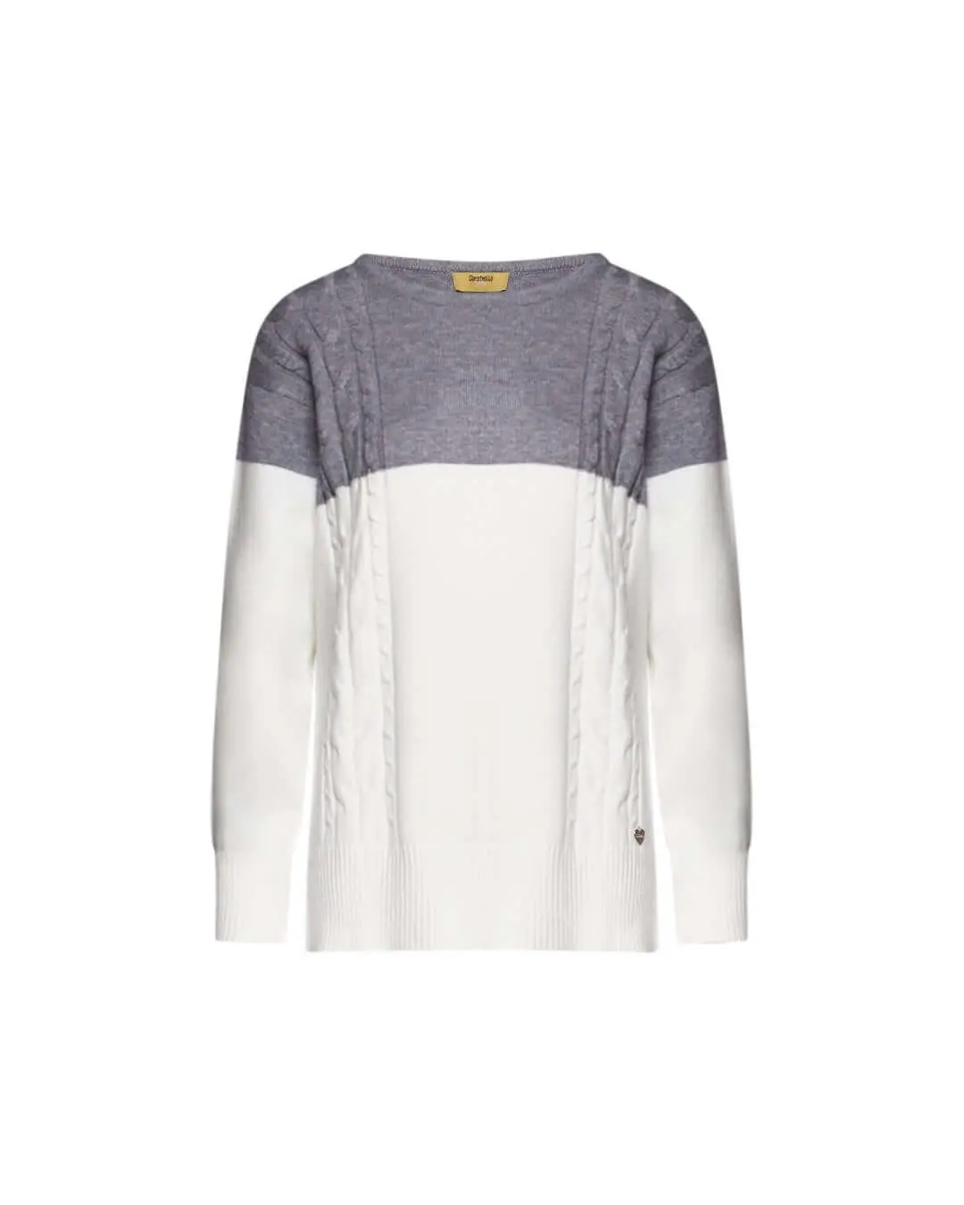 Maglia bicolor con trecce e collo removibile OFF WHITE - Image 3