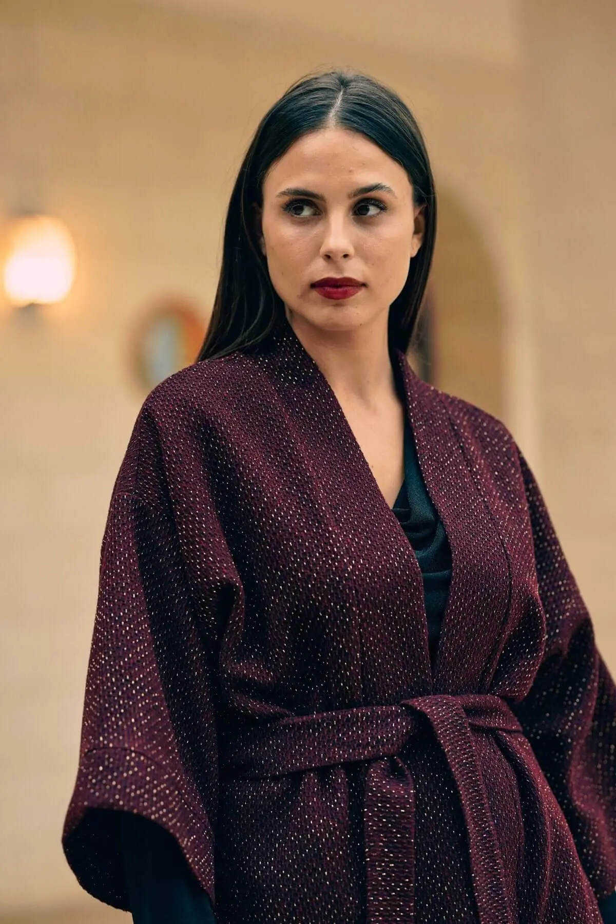 Spolverino kimono con cintura BURGUNDY - Image 4