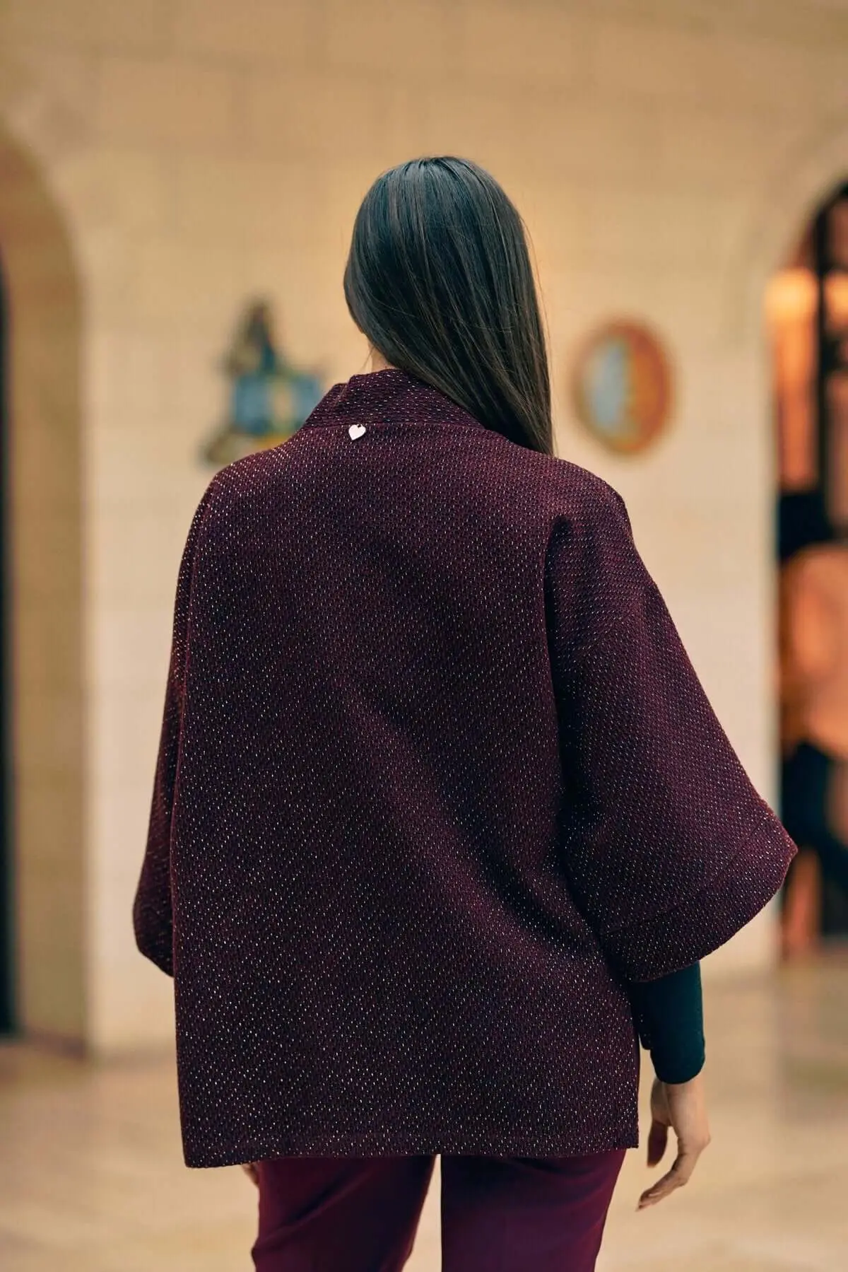 Spolverino kimono con cintura BURGUNDY - Image 5