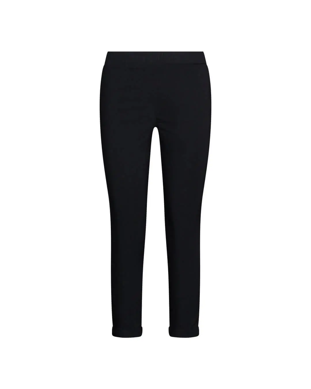 Pantalone skinny capri in twill di misto viscosa elasticizzata tinta unita con tasche all’american NERO - Image 2