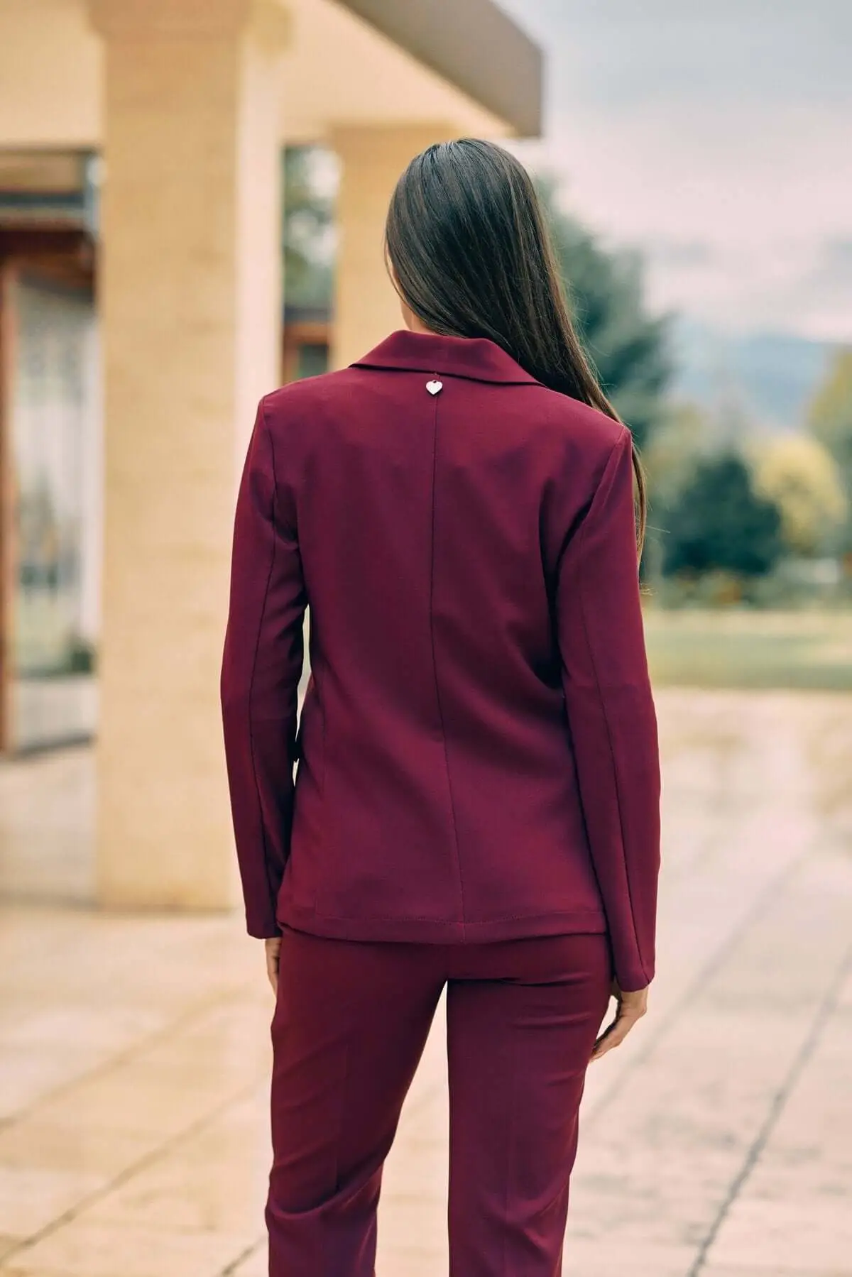 Giacca monopetto con pattine BURGUNDY - Image 3