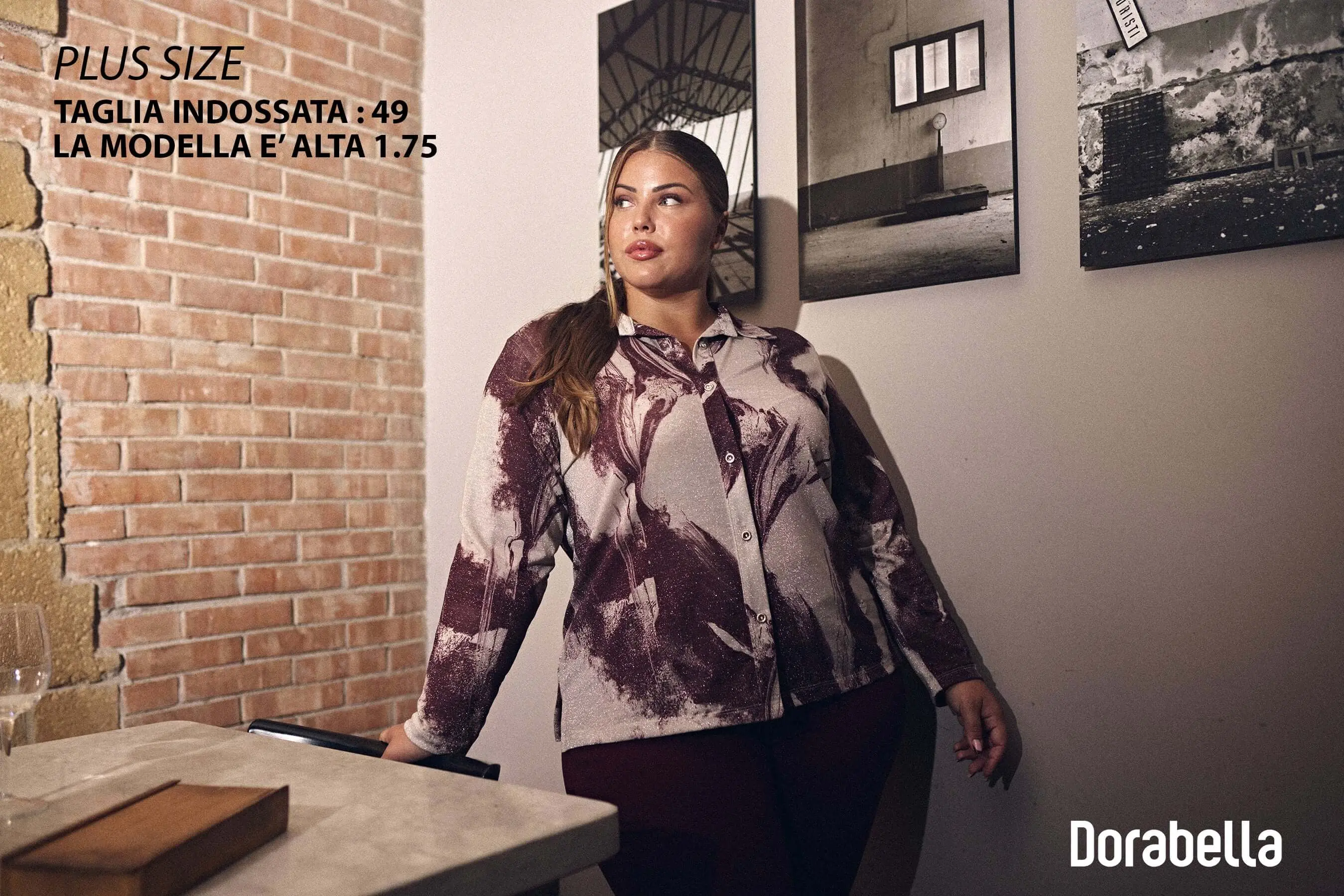 Camicia in tessuto lurex con motivo fantasia VINO - Image 3