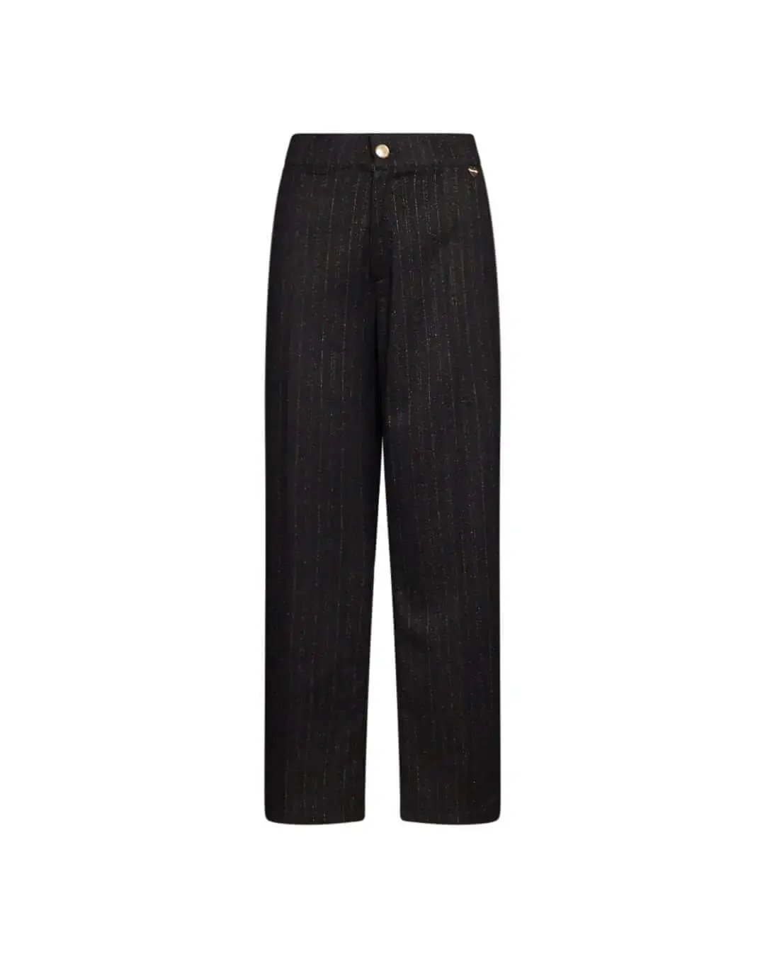 Pantalone a gamba dritta in essuto gessato lurex NERO-ORO