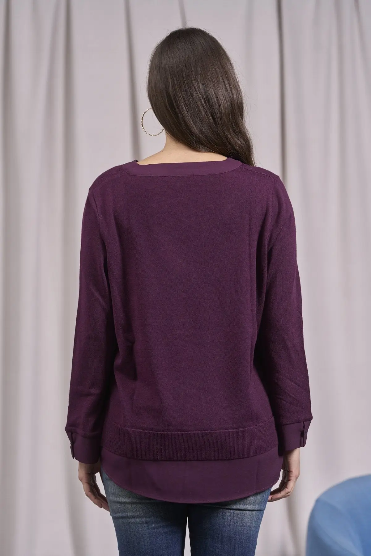 Maglia scollo a V con spacchi e inserti VINO - Image 4