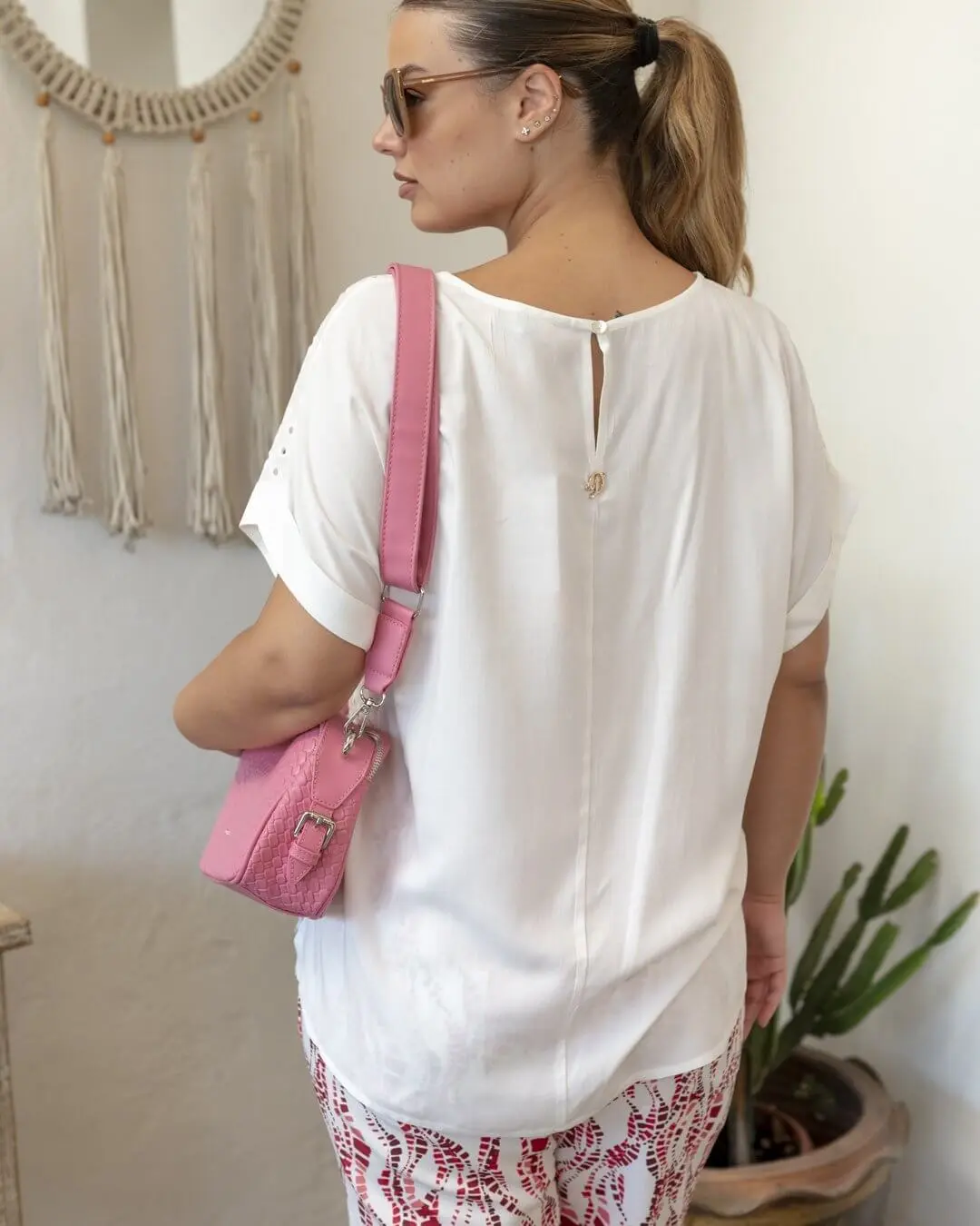 Blusa ricamo comfy BIANCO - Image 3