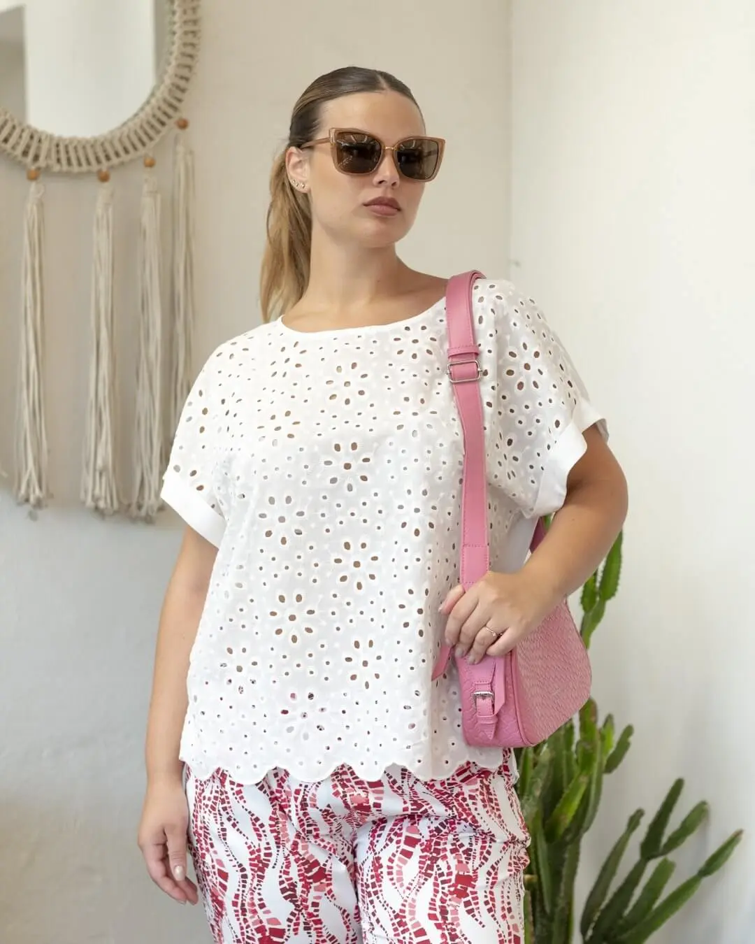 Blusa ricamo comfy BIANCO - Image 4
