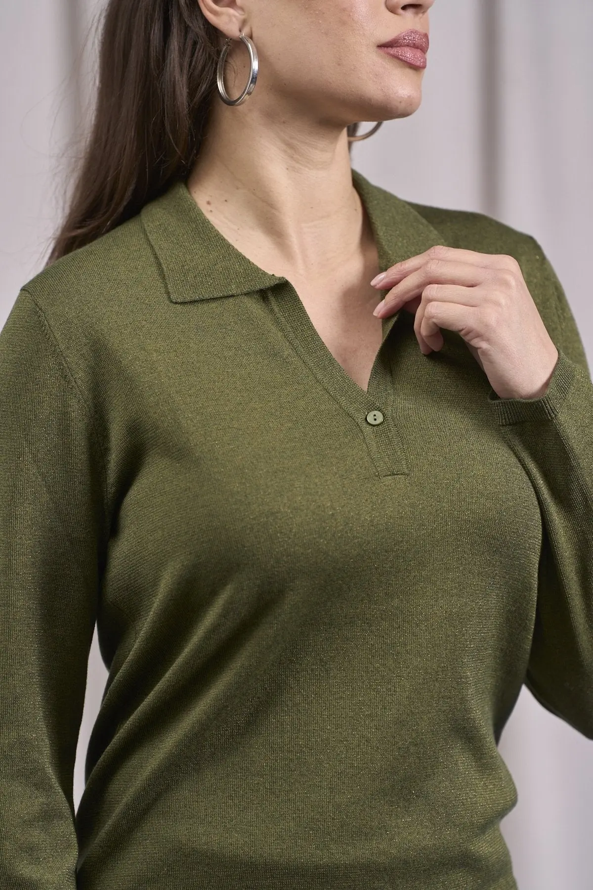Maglia con collo polo con bottoni OLIVA - Image 3