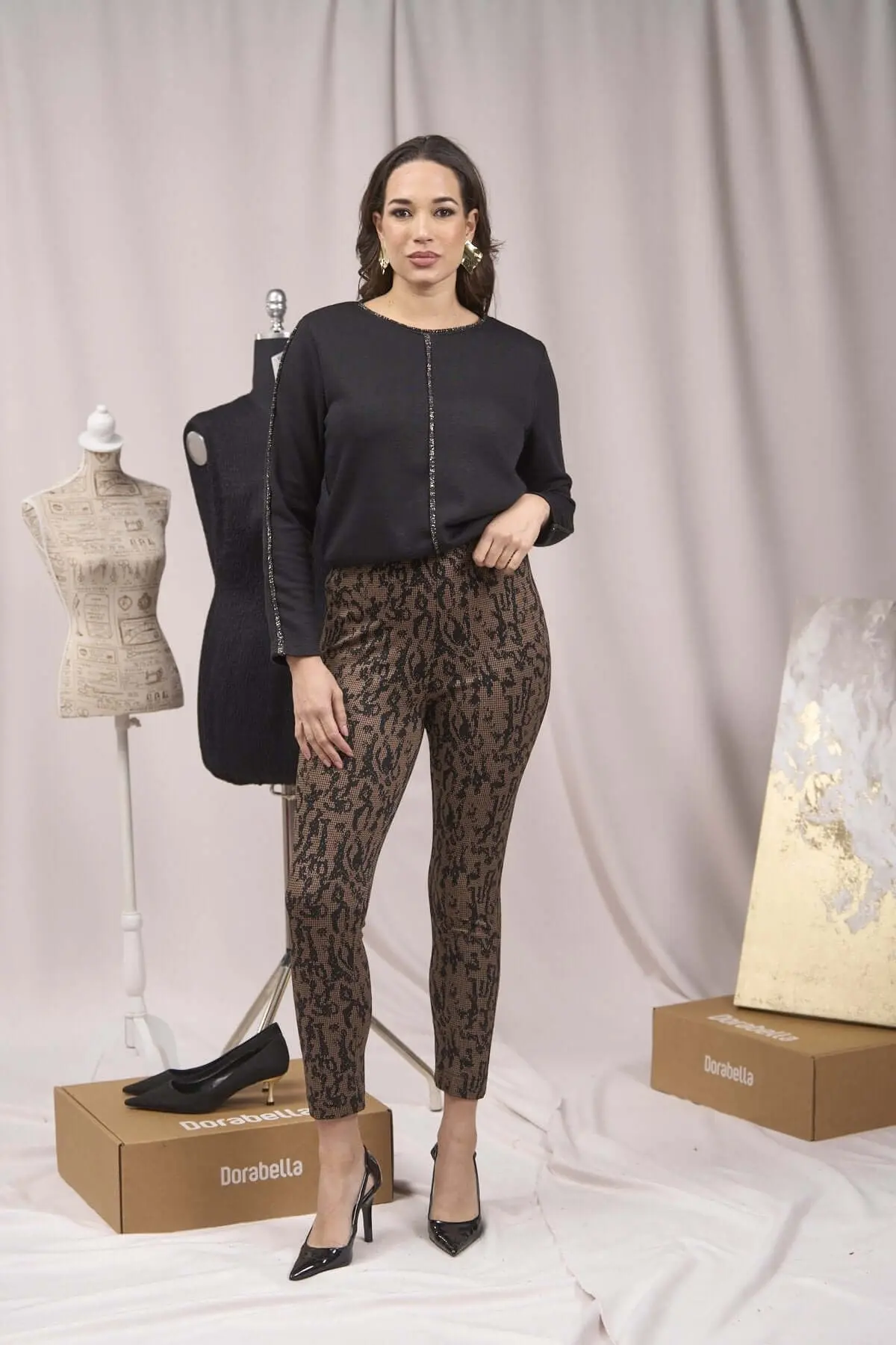 Pantaloni slim fit fantasia con spacchetti MORO - Image 2
