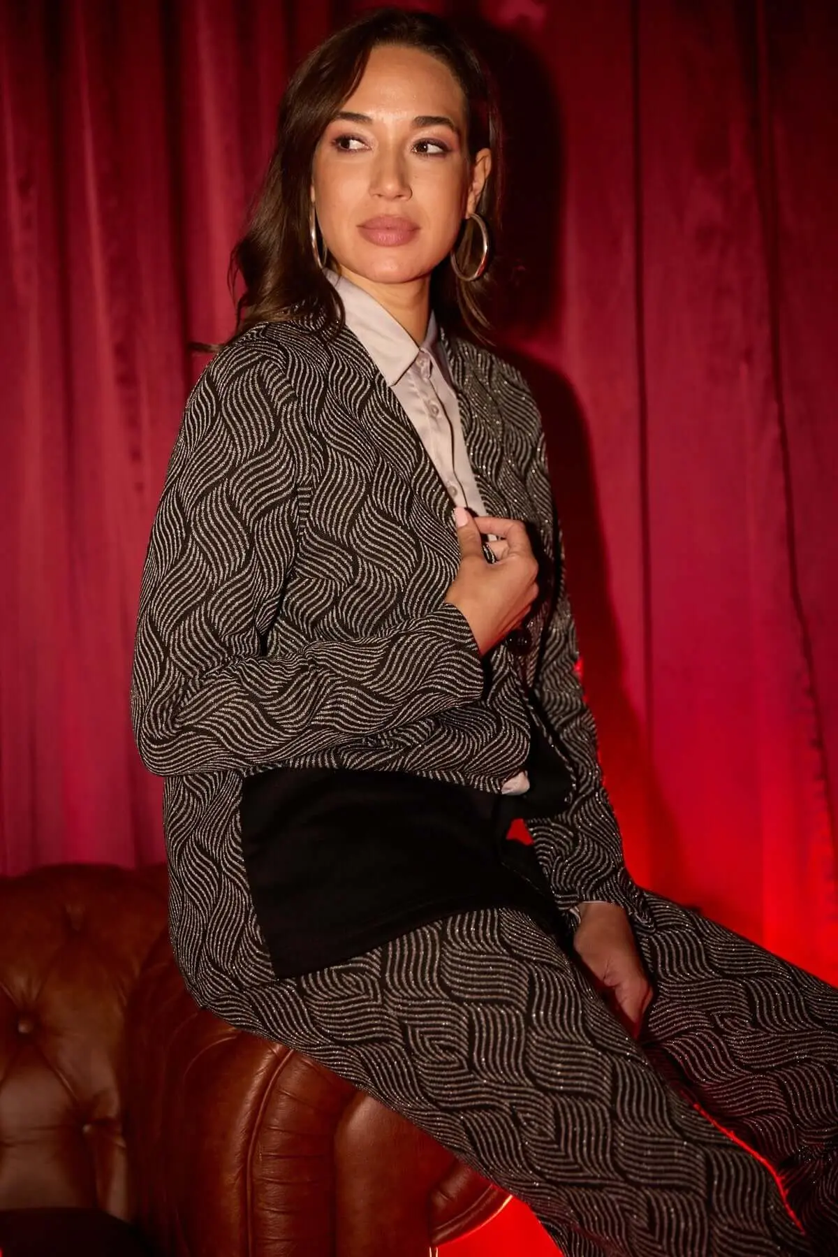 Cardigan monopetto in jacquard lurex NERO - Image 3