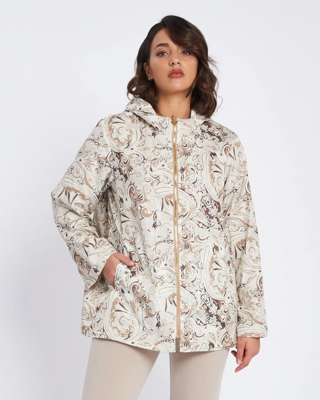 Trench midi con zip e fodera stampata MIELE - Image 5