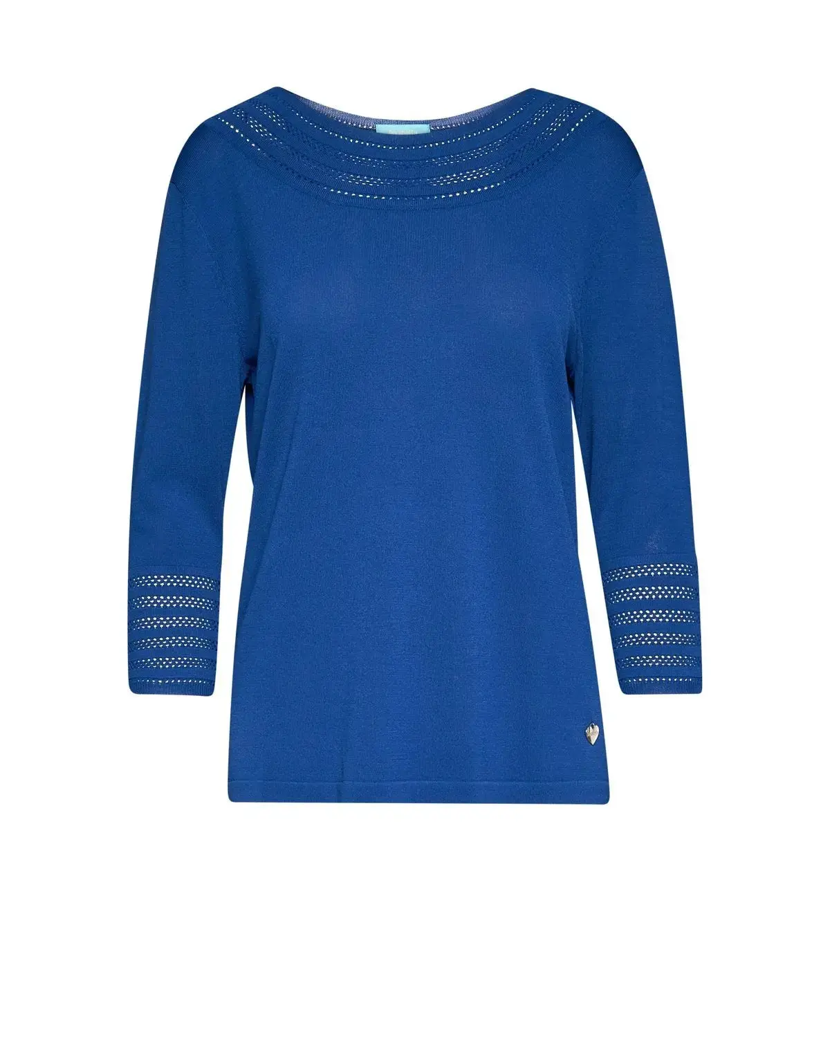 Maglia con scollo a barca con trafori ROYAL BLUE
