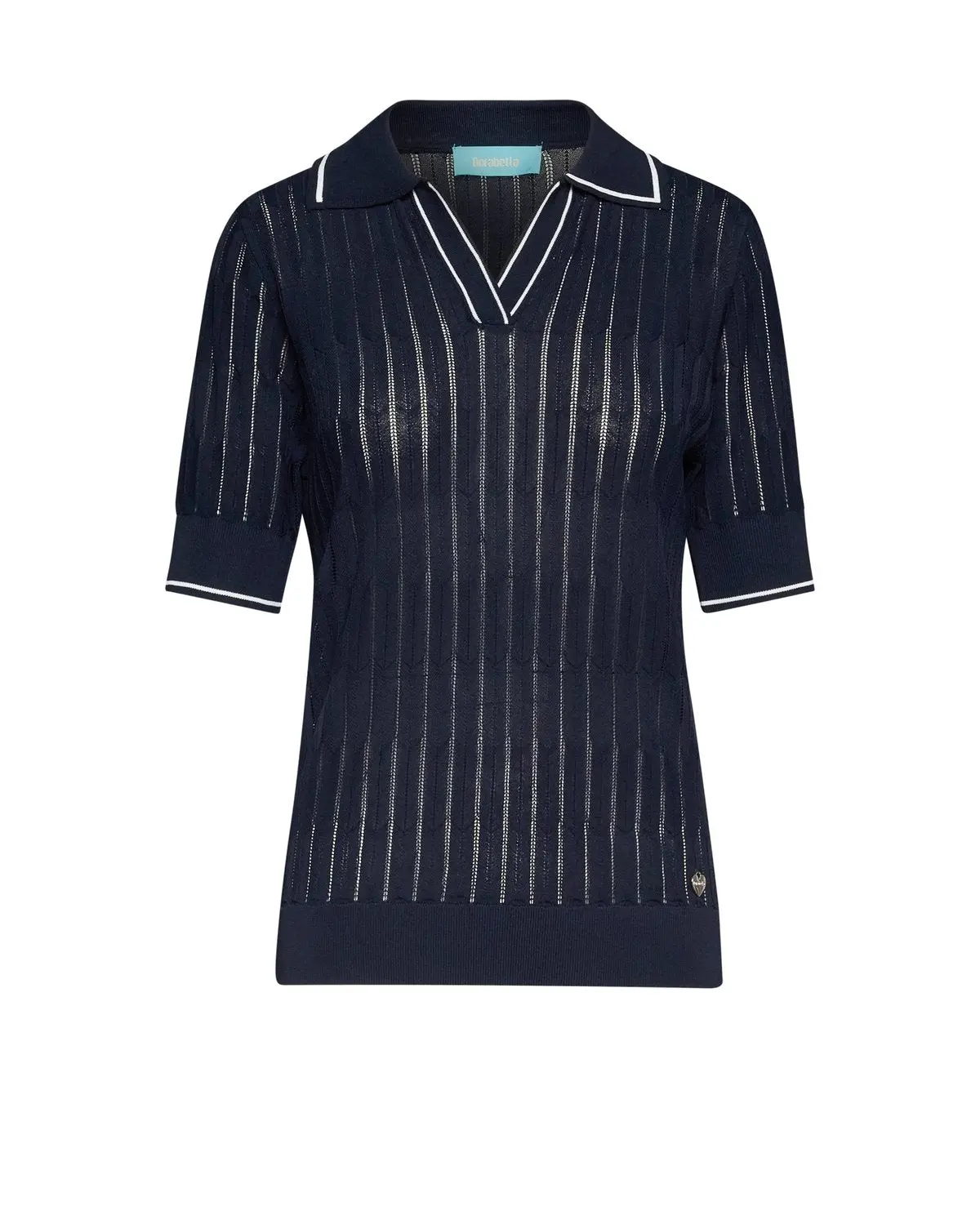 Maglia polo con colletto e trafori BLU - Image 2