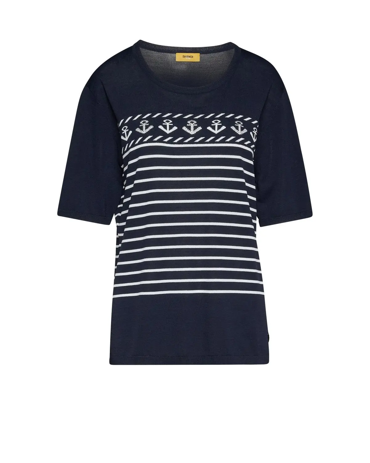 Maglia con fantasia mariniere, strass e righe BLU - Image 2