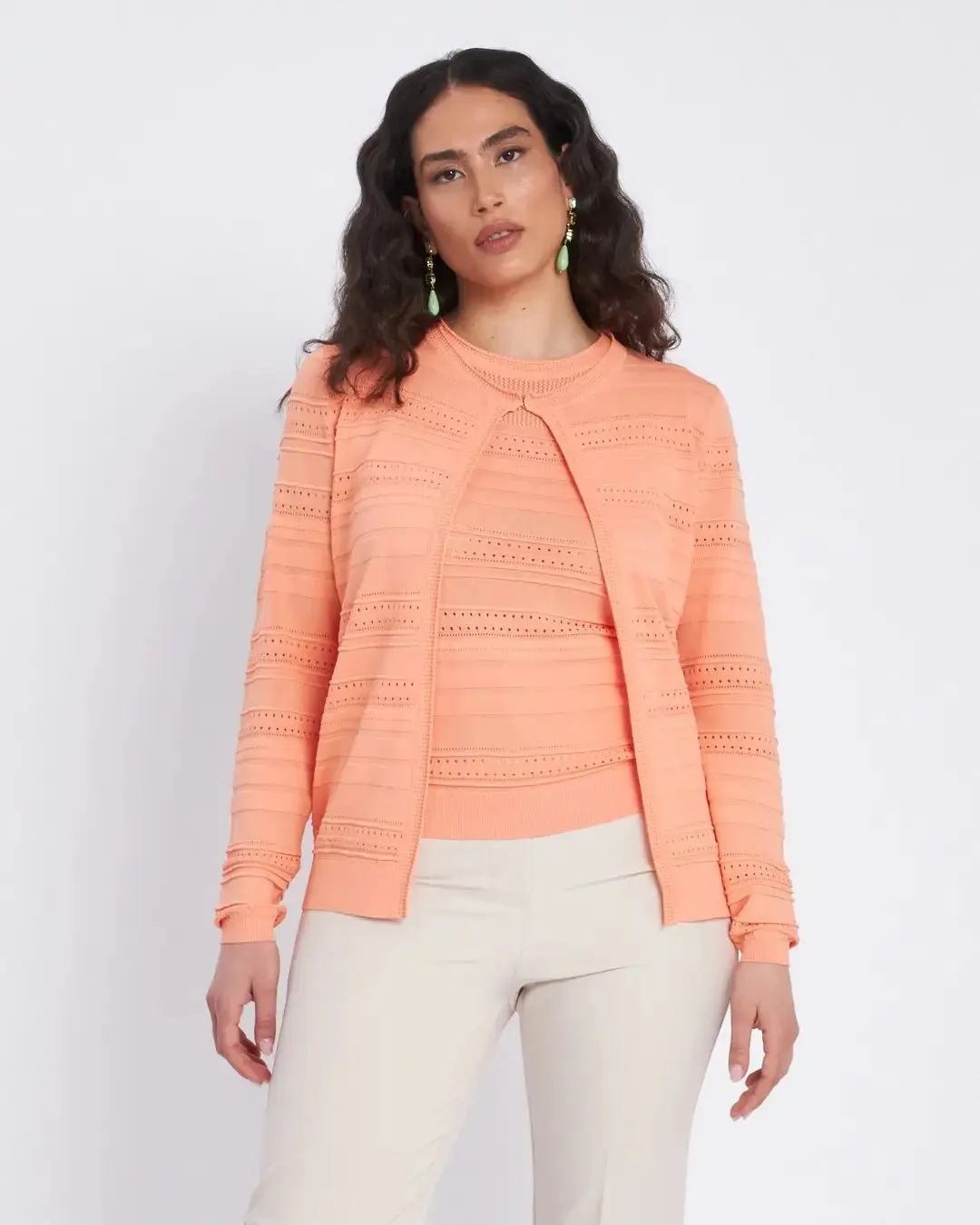 Cardigan senza bottoni con trafori all over PESCA - Image 2