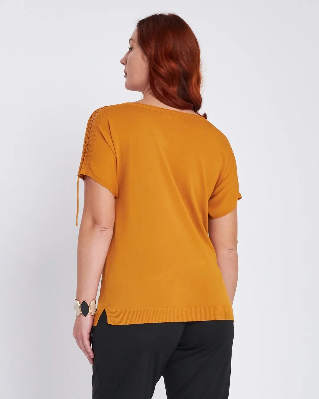 Maglia con manica kimono e intarsi sulle spalle CURCUMA - Image 4