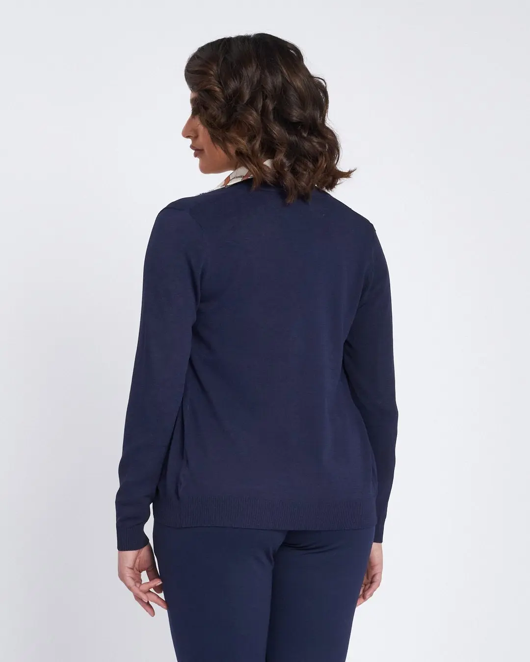 Cardigan a scollo a V con bottoni e tasche BLU - Image 4