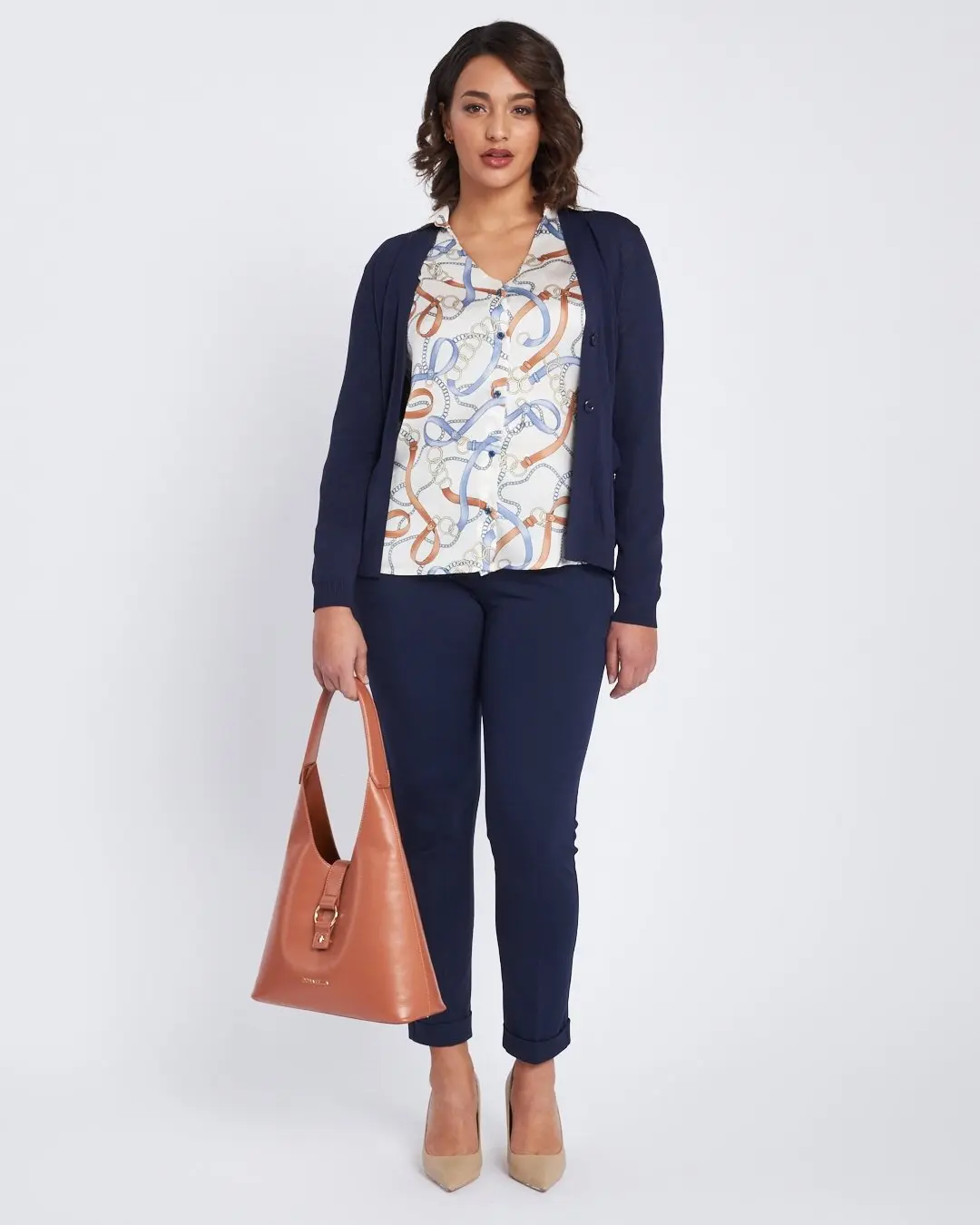 Cardigan a scollo a V con bottoni e tasche BLU - Image 5