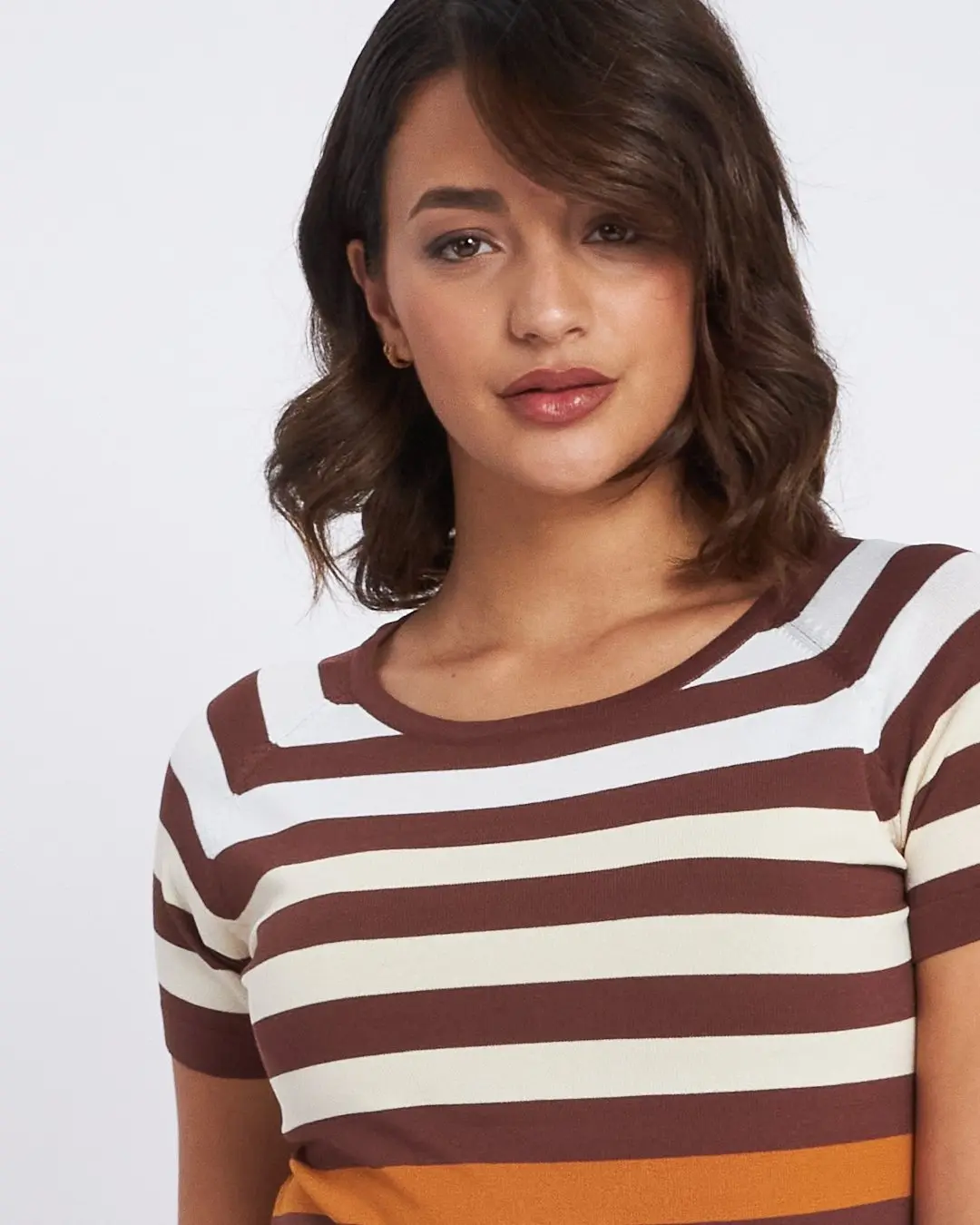Maglia a righe con mezze maniche raglan CACAO - Image 3