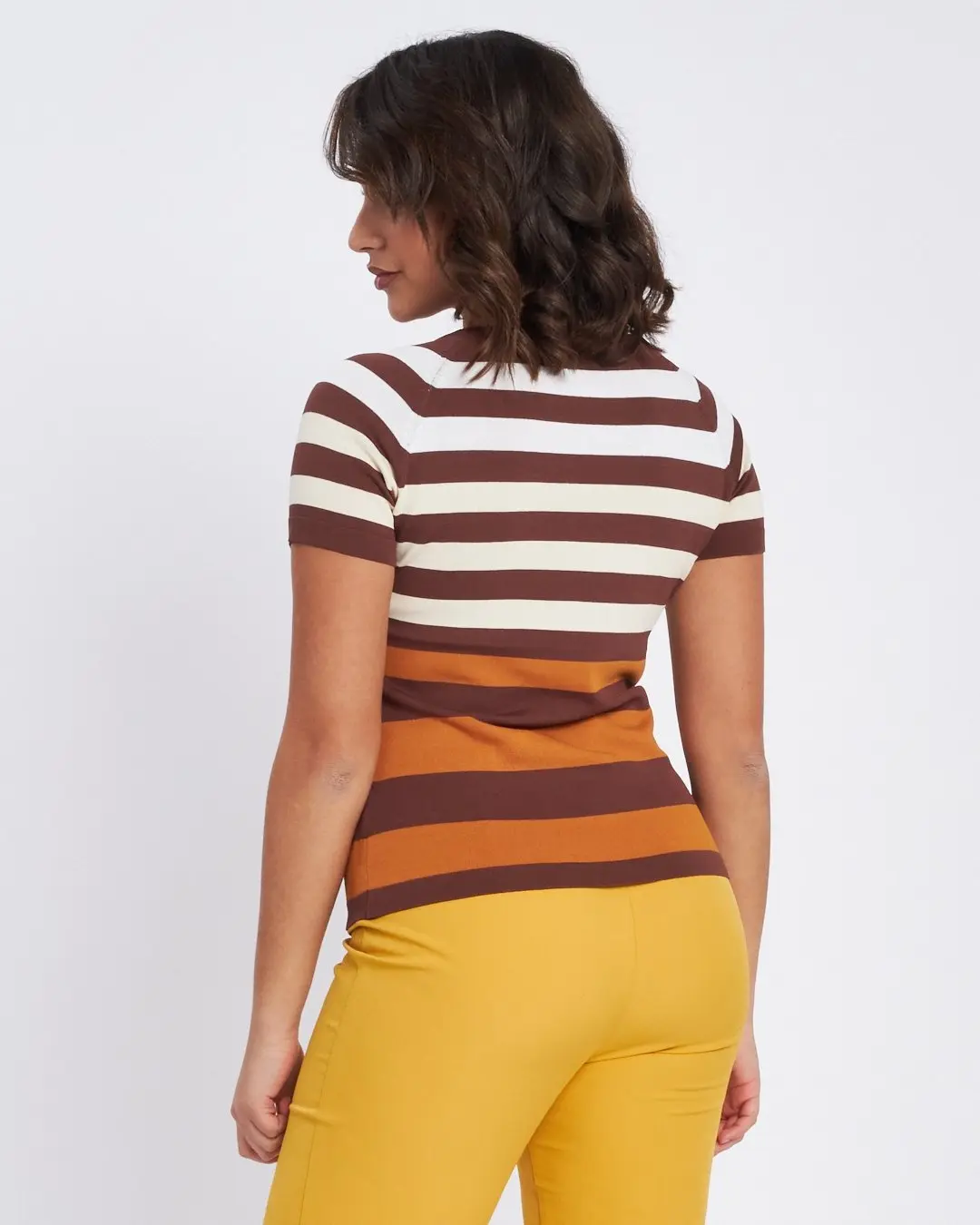 Maglia a righe con mezze maniche raglan CACAO - Image 4
