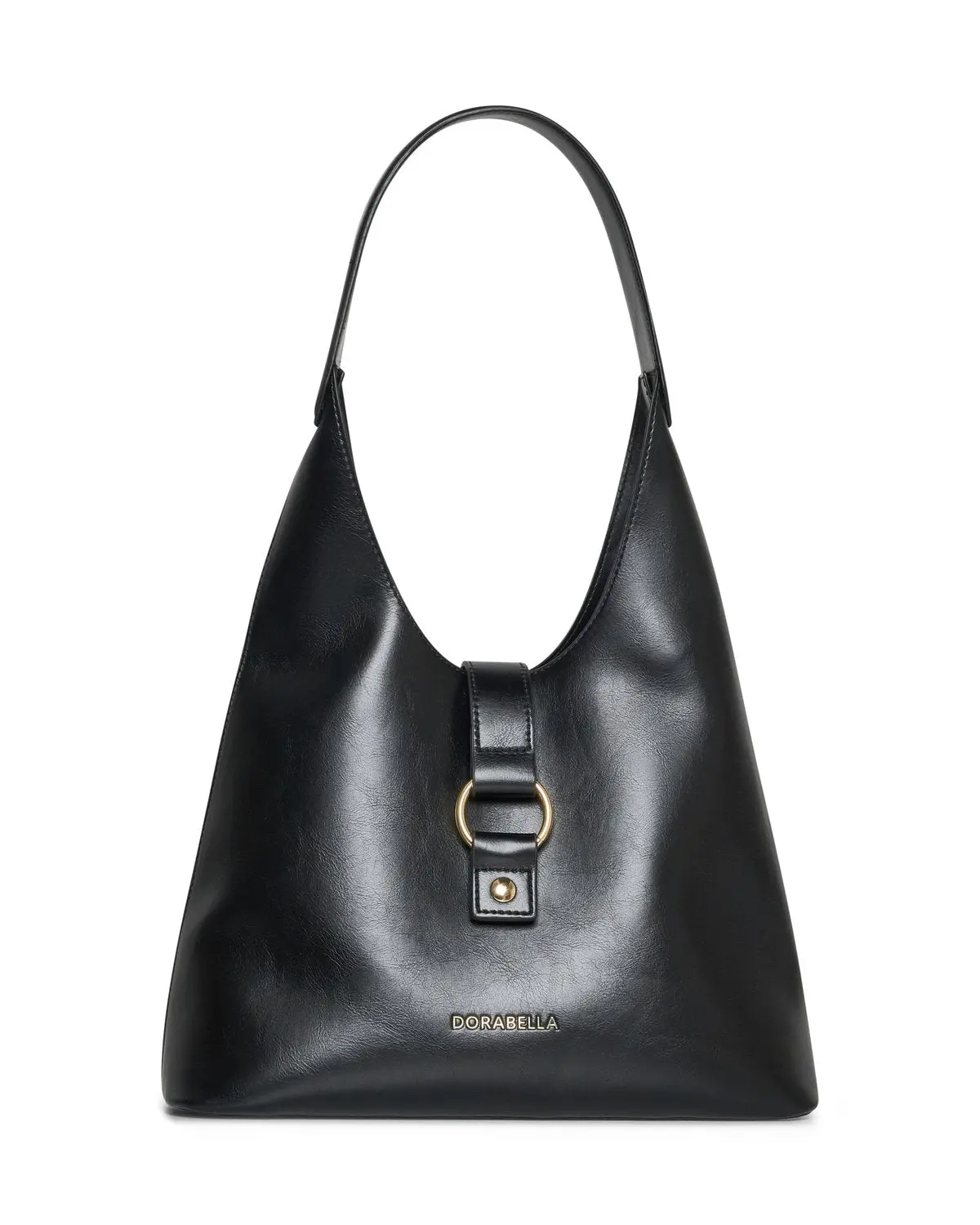 Hobo bag in ecopelle con fibbia oro light NERO