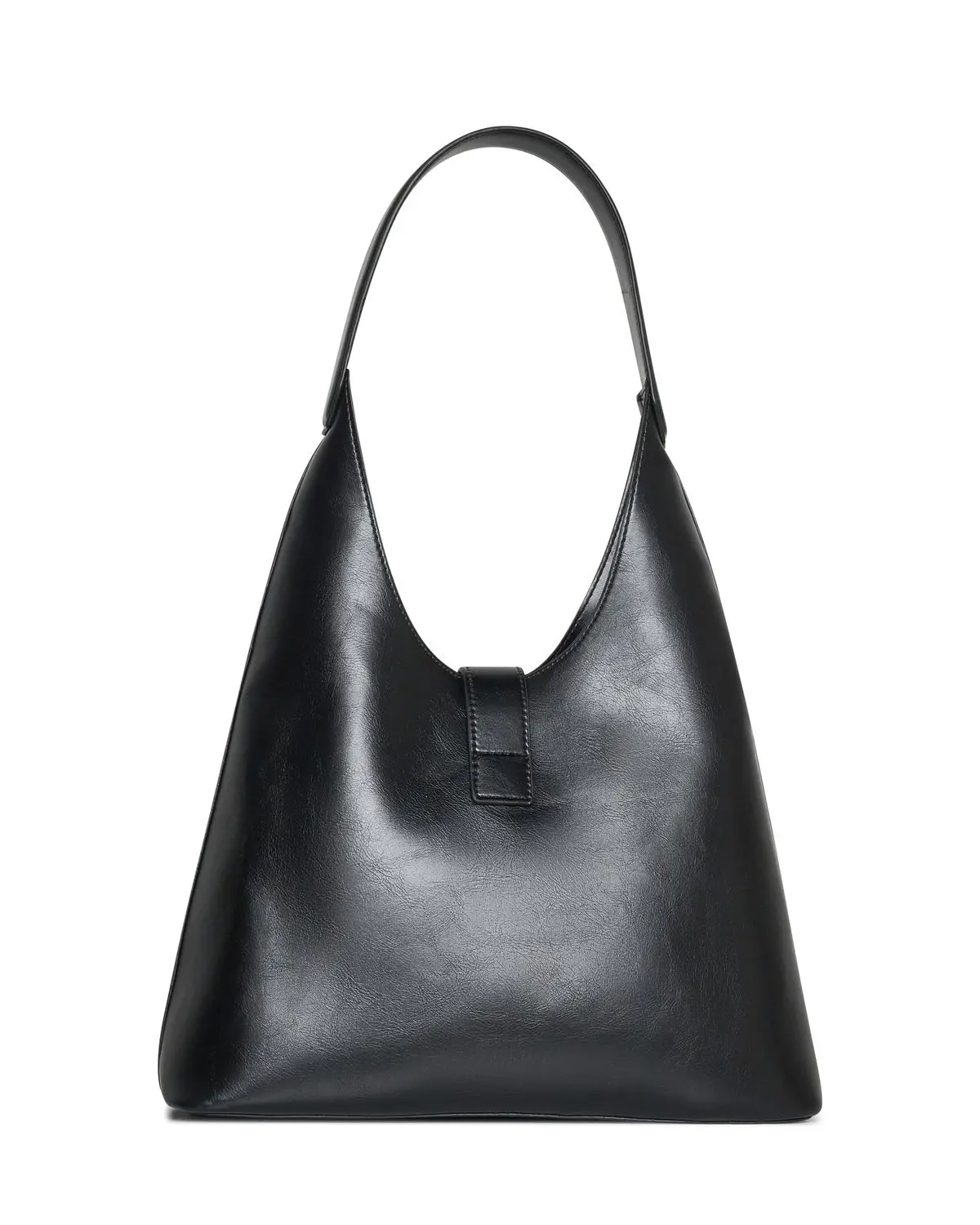 Hobo bag in ecopelle con fibbia oro light NERO - Image 3