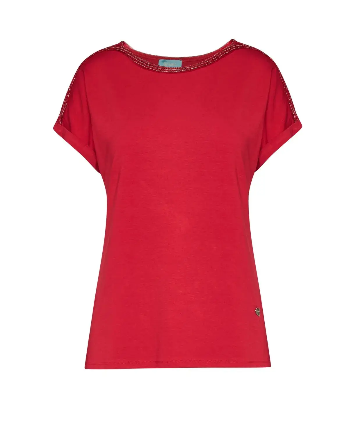 T-shirt con carre' e microchain applicata