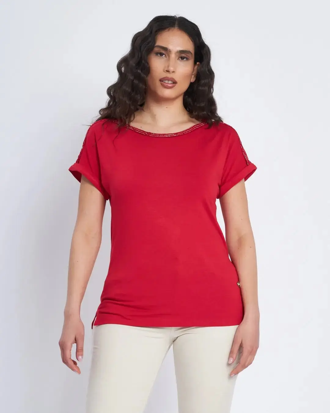 T-shirt con carre' e microchain applicata - Image 2