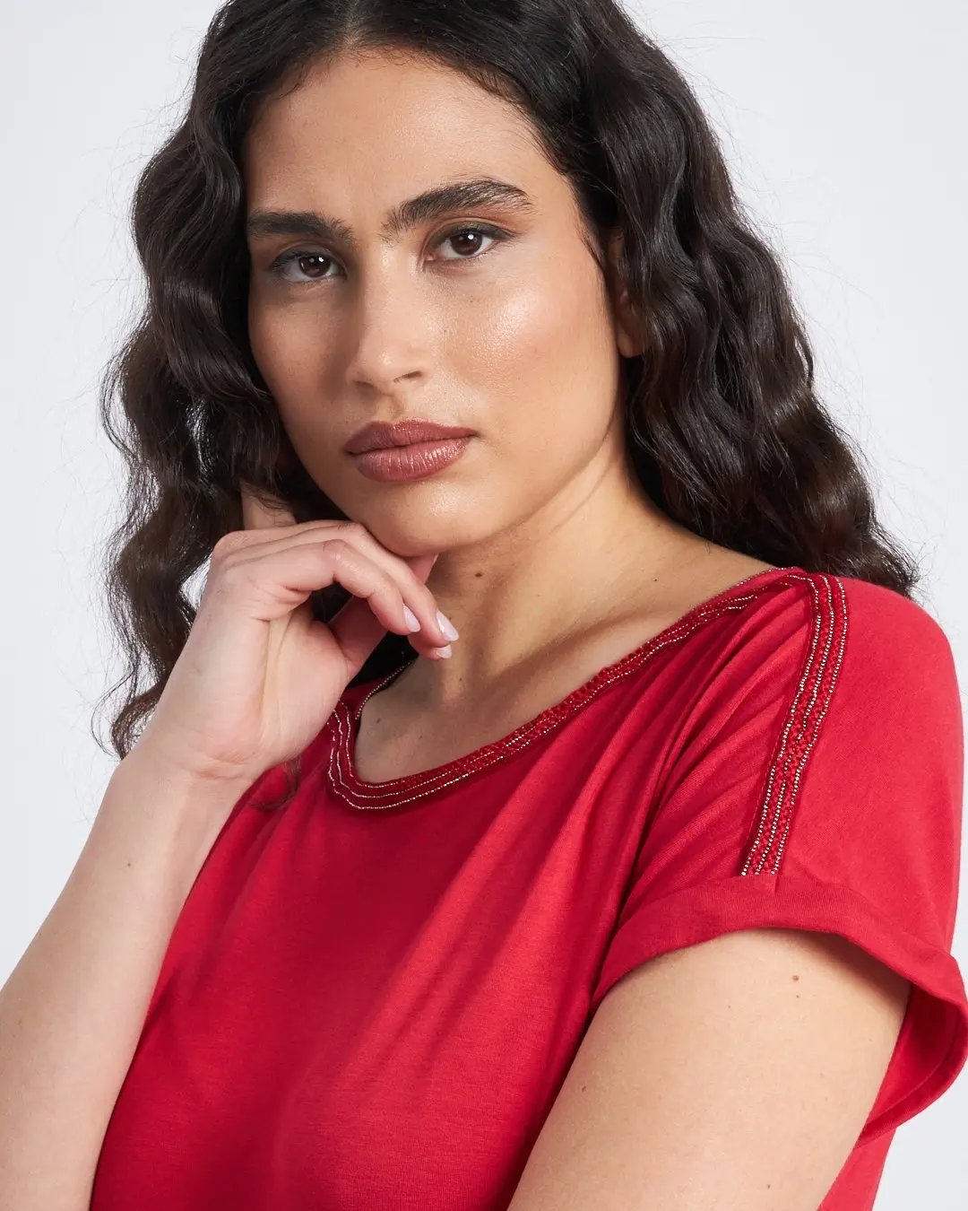 T-shirt con carre' e microchain applicata - Image 3